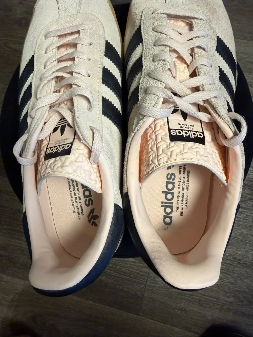 adidas Gazelle Platform Sneakers in Pale Pink with Black Stripes